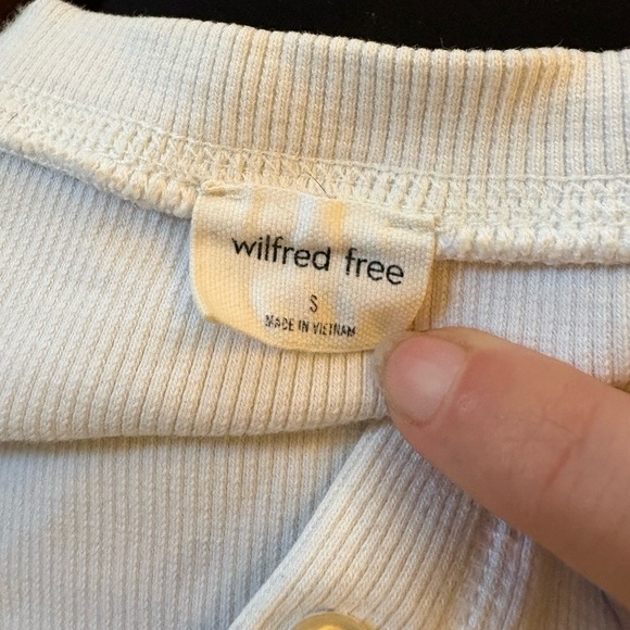 Wilfred Free White Ribbed Cropped Long Sleeve Top Size S - Picture 3 of 7